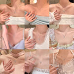 Vòng cổ ngọc trai bằng thép Titan phong cách nóng bỏng của Hàn Quốc, sang trọng nhẹ, cảm giác cao cấp thích hợp, Mặt dây chuyền Zircon siêu lấp lánh siêu nhỏ, Vòng Cổ