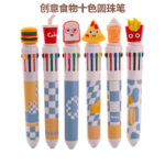 Thực phẩm sáng tạo Bút bi mười màu Văn phòng phẩm tươi mới Quà Tặng sinh viên Bánh mì kẹp thịt Khoai tây chiên Bút bi Màu Bút Sổ tay
