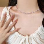 新中式复古时尚百搭气质混色小米珠项链女小众高级感个性锁骨链