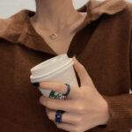 Thời trang cá tính đơn giản Nhẫn Axetat nữ nổi tiếng trên mạng thiết kế thích hợp dễ phối đồ trang trí Nhẫn ngón trỏ Phong cách lạnh