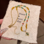 新中式复古民族风彩色串珠项链轻奢小众百搭气质高级感锁骨链颈链