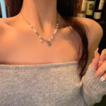 珍珠爱心项链女轻奢小众长款流苏串珠锁骨链网红同款气质颈链批发