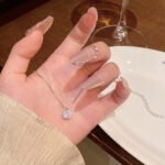 Vòng cổ mặt dây chuyền Zircon siêu nhỏ nạm tinh xảo cho nữ sang trọng nhẹ nhàng, cao cấp thích hợp, đơn giản, Vòng Cổ bằng thép titan