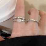 Nhẫn Zircon tinh tế và đơn giản phong cách nóng bỏng Hàn Quốc Nhẫn Ngón Tay Ăn kiêng có thể điều chỉnh mở cho nữ nhẫn Nhẫn vòng tròn sang trọng nhỏ