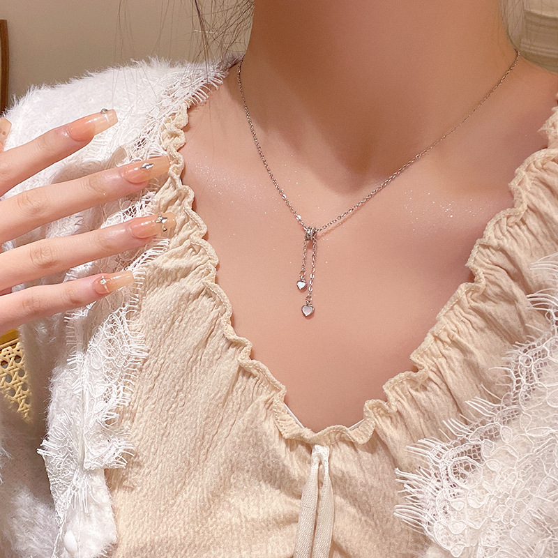 O1CN01e1YHNQ2KtjD2pKnE2_2580729615-0-cib Vòng cổ thép titan cảm giác cao cấp sang trọng nhẹ nhàng cho nữ dài Tua Rua Mặt dây chuyền tình yêu Dây chuyền xương đòn nổi tiếng trên mạng cùng kiểu dây chuyền - Ảnh 1