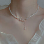 Vòng cổ ngọc trai cổ điển kiểu Pháp, sang trọng nhẹ, cao cấp, siêu lấp lánh đầy kim cương, Mặt Dây Chuyền Bướm, Bán Buôn Vòng cổ