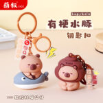 Quà tặng sáng tạo có cuống dễ thương móc khóa Capibara Mặt dây chuyền nhỏ túi đi học Mặt dây chuyền trang sức móc chìa khóa bán buôn