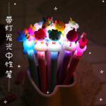 Phim hoạt hình sáng tạo có Đèn Bút Gel bút nước Kỳ Lân phát sáng dễ thương văn phòng phẩm văn phòng ký Bút đèn