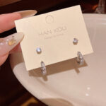 Bông tai Zircon siêu lấp lánh tinh tế Phong Cách Hot Hàn Quốc Bộ Khuyên tai Xỏ Khuyên tai hình tròn đơn vị trên mạng bán buôn trang sức tai cùng phong cách