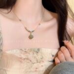 新中式复古仿玉髓平安锁项链女小众高级感古风编织绳锁骨链颈链