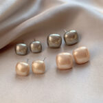 Bông tai ngọc trai vuông khí chất đơn giản sang trọng cho nữ Bông tai đường vuông dễ phối nhẹ nhàng trang sức tai cùng kiểu hot trên mạng