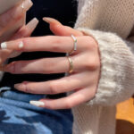 Nhẫn Zircon siêu nhấp nháy men nhỏ giọt mẫu mới Hàn Quốc Nhẫn Ngón Tay Ăn kiêng có thể điều chỉnh mở sành điệu Instagram cho nữ nhẫn cùng kiểu nổi tiếng trên mạng