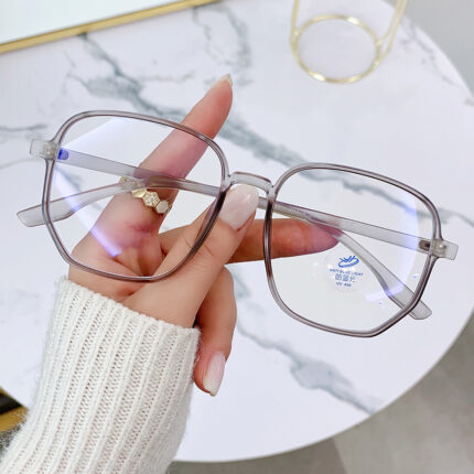 Kính đổi màu cảm quang Kính râm Nữ má hồng chống tia cực tím gọng lớn chống tia cực tím Kính chống ánh sáng xanh mặt to tôn dáng - Khung xám cát chống ánh sáng xanh