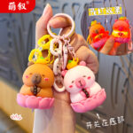 Đèn hoa sen Phật Capibara dạ quang móc khóa túi Nữ Móc Treo Máy vuốt đồ chơi dạ quang bán buôn quà tặng nhỏ