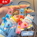 Mặt Dây chuyền móc chìa khóa xe ô tô thỏ giảm cân dễ thương búp bê hoạt hình cặp đôi Túi treo móc chìa khóa tinh tế bán buôn