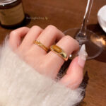 Nhẫn Đá Mắt Hổ Maillard đơn giản cao cấp thích hợp nhẫn ngón trỏ hình tròn đơn giản khí chất dễ phối nhẫn nổi tiếng trên mạng cùng kiểu