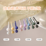 Hoa tai xỏ lỗ bằng gốm Sứ nhiều màu sắc Hoa tai bông tai trái tim thiếu nữ đơn giản ngọt ngào trang sức bông tai bằng gốm sứ