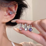 Bông tai kẹp Zircon siêu lấp lánh cảm giác cao cấp sang trọng nhẹ hoa tai kẹp tai không lỗ tai nữ Bông tai khí chất dễ phối