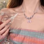 超仙气质爱心蝴蝶项链女轻奢小众高级感百搭网红同款锁骨链颈链