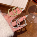 Bông tai khuyên tai lớn Kim bạc S925 hoa tai hình tròn phóng đại sang trọng nhỏ hoa tai phong cách thời trang hoa Tai khí chất