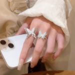 Nhẫn Bướm đầy màu sắc khí chất siêu tiên nữ Hàn Quốc Nhẫn ngón trỏ hở khí chất dễ phối khí chất sang trọng nhẹ cho nữ nhẫn nổi tiếng trên mạng