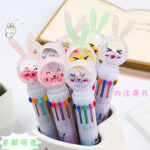 Bút bi mười màu đính sequin bấm sáng tạo bút dầu màu bướm Mèo Thỏ dễ thương bút sổ tay nhiều màu học sinh