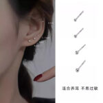 Bông tai khuyên tai Bông tai xỏ lỗ phong cách lạnh cùng kiểu hot trên mạng sành điệu Instagram kim bạc S925