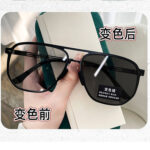 Kính râm gọng lớn thời trang kim loại, kính râm đổi màu, kính nhìn ban đêm Che nắng đôi, kính phân cực, nam Douyin Live