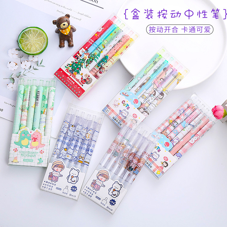 O1CN01tiRH6u291GLp0jSq6_2838378007-0-cib 6 bút bấm đóng hộp bút Gel bấm giá trị cao cho học sinh sáng tạo bút chữ ký nước văn phòng phẩm văn phòng dễ thương - Ảnh 1