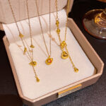 Dây chuyền mặt dây chuyền bầu Phúc chữ Phúc mạ vàng thật 18K Dây chuyền xương đòn phong cách Trung Quốc mới nữ Dây chuyền cổ trang mạng cùng kiểu