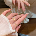 Nhẫn Nhẫn đơn giản nạm kim cương đơn giản dành cho người thích hợp sang trọng, Nhẫn ngón trỏ tình yêu thắt nơ có thể điều chỉnh hở cho nữ nhẫn nổi tiếng trên mạng