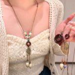 海边度假新中式禅意陶瓷吊坠项链女波西米亚民族风长款配饰挂绳