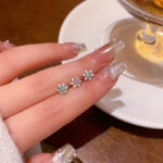 Bông Tai Ngôi Sao Sáu cánh của Zircon nhấp nháy, lỗ tai, lỗ tai, không cần tháo vít, tai ốc, Bông Tai cùng kiểu hot trên mạng