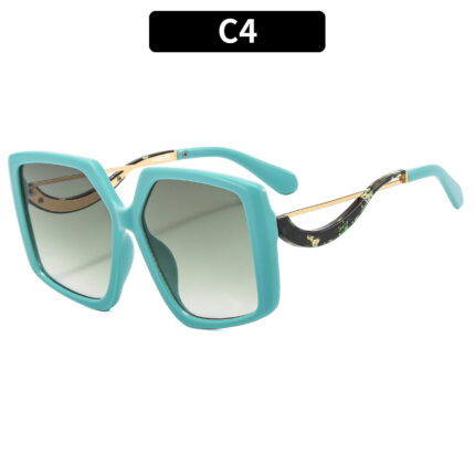 Kính râm gọng lớn Bướm xuyên biên giới Châu Âu và Mỹ, kính rỗng cá tính Hàn Quốc, kính râm chân, kính râm cao cấp, rung - C4-khung màu xanh da trời hai mảnh màu xanh lá cây