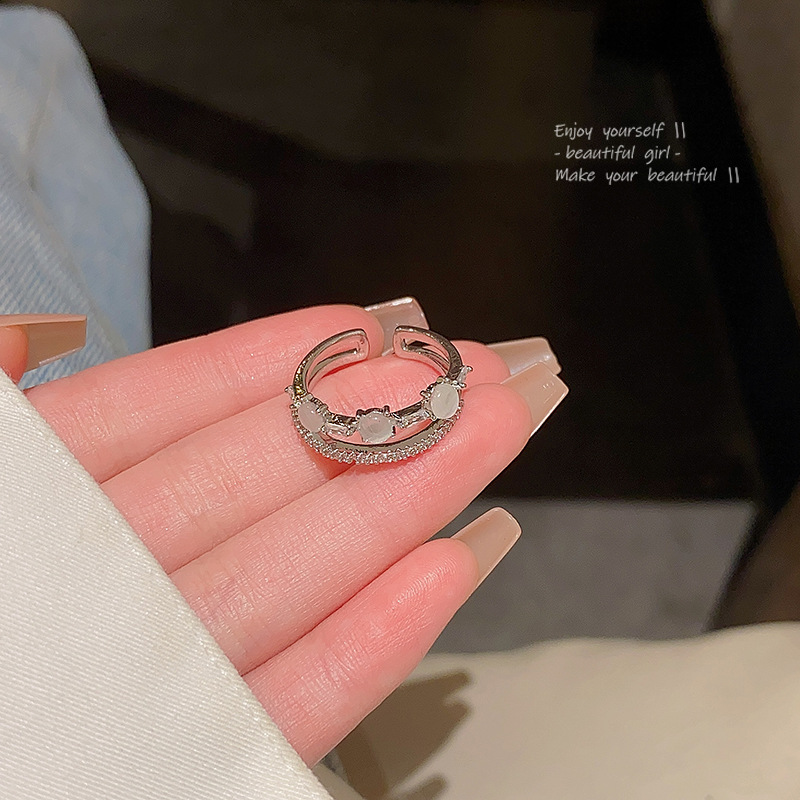 O1CN01vvhpuT2Ktj2yFExM9_2580729615-0-cib Nhẫn hai lớp opal cảm giác thiết kế cao cấp, nhẫn ngón trỏ đính kim cương đầy đủ khí chất dễ phối hợp sành điệu Instagram, Nhẫn hở - Ảnh 1