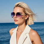 Kính râm Mặt dây chuyền không gọng mẫu mới 2025 Kính râm Nữ Âu Mỹ Kính râm chống nắng chống tia cực tím cao cấp