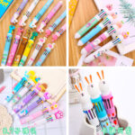 Bút bi mười màu hình dáng đa dạng bút bi bấm hoạt hình trái tim Thiếu Nữ bút bi học sinh đa chức năng