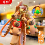 Móc chìa khóa capibara capybara sáng tạo, búp bê ba chiều dễ thương, Móc chìa khóa xe hơi, quà tặng nhỏ