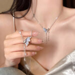 Vòng cổ bướm tua dài khí chất hoang dã mới của Hàn Quốc, Vòng Cổ xương đòn thiết kế cao cấp sang trọng nhẹ