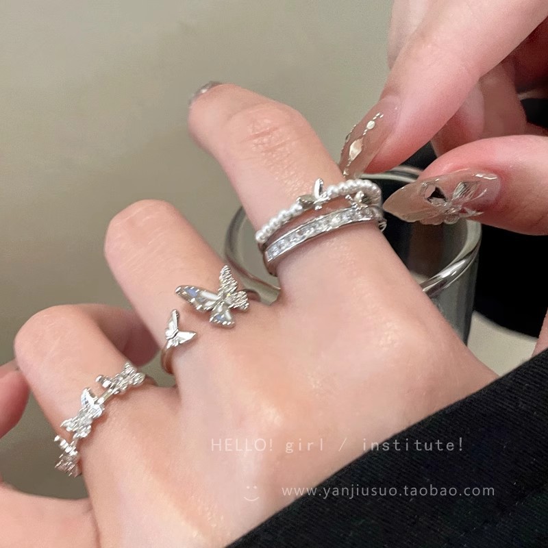 O1CN01zbUGm12KtjDUcdeA9_2580729615-0-cib Nhẫn bướm đính kim cương siêu sáng sang trọng dành cho phụ nữ nhẫn ngón tay ăn kiêng có thể điều chỉnh hở cho phụ nữ nổi tiếng trên mạng Nhẫn hai lớp cùng kiểu - Ảnh 1
