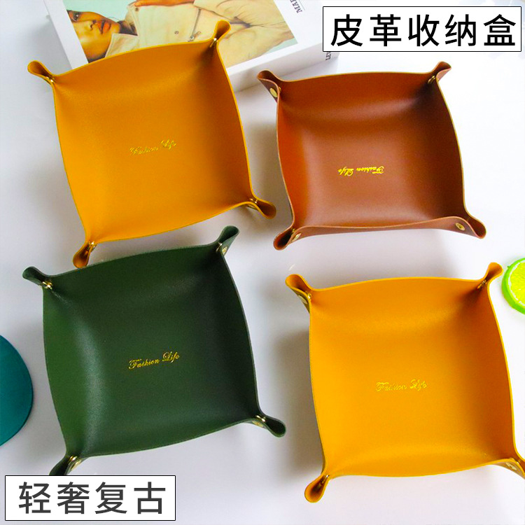 O1CN01zduHYx291GMGFaA58_2838378007-0-cib Hộp đựng đồ da, chìa khóa lối vào để bàn phong cách Bắc Âu, thùng đựng đồ trang sức mỹ phẩm, khay đựng đồ pu giá trị cao bán buôn - Ảnh 1