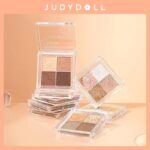 Bảng Phấn mắt bốn màu màu Judydoll màu cam trang điểm nhẹ hàng ngày màu đất phấn bóng cao tươi sáng đĩa nhiều màu ngọc trai mờ